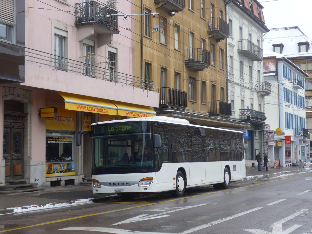 (224'164) - Interbus, Yverdon - Nr. 47/NE 231'047 - Setra (ex Nr. 6; ex SBC Chur Nr. 106) am 14. M�rz 2021 beim Bahnhof La Chaux-de-Fonds (Einsatz CarPostal)