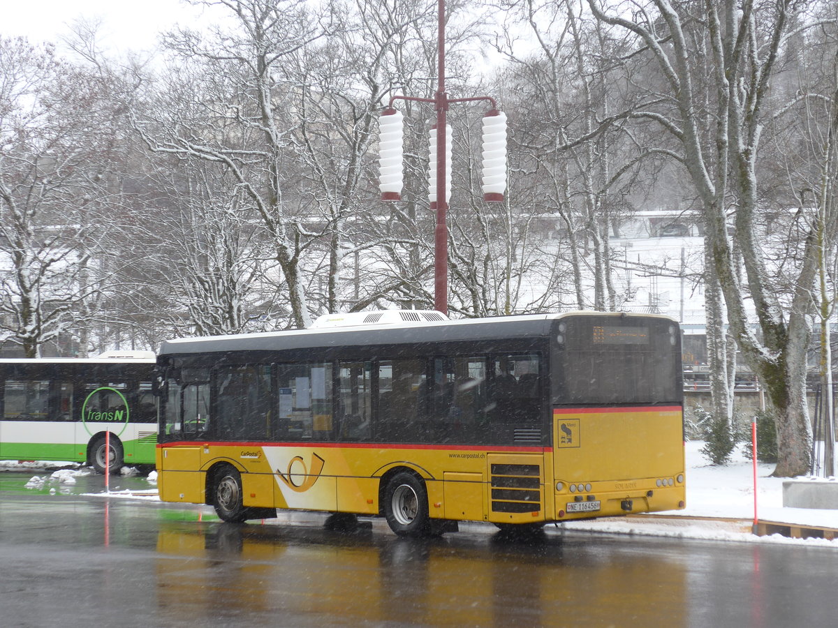 (224'177) - CarPostal Ouest - NE 116'456 - Solaris am 14. M�rz 2021 beim Bahnhof La Chaux-de-Fonds