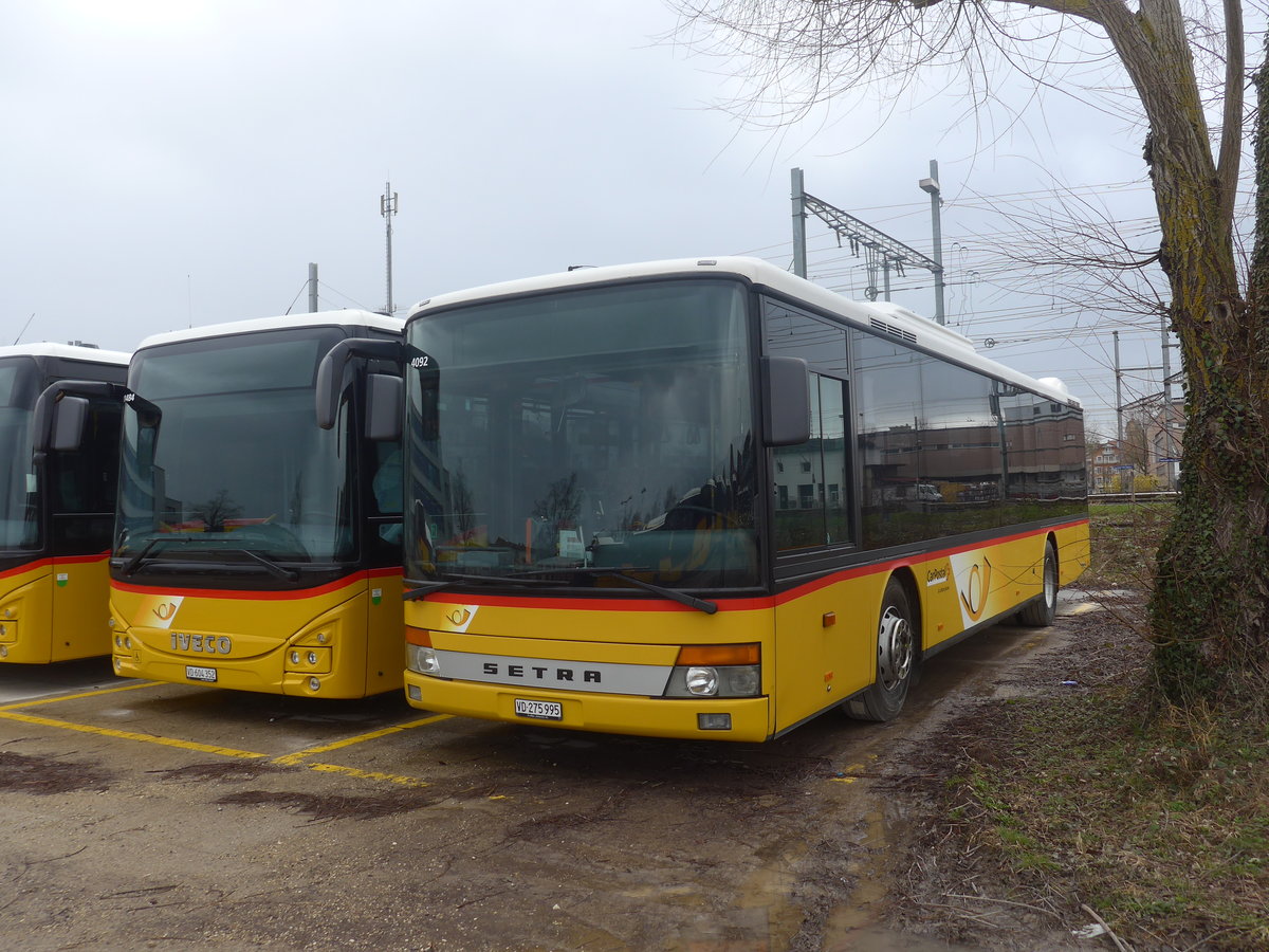 (224'193) - CarPostal Ouest - VD 275'995 - Setra (ex Morattel, S�deilles) am 14. M�rz 2021 in Yverdon, Garage