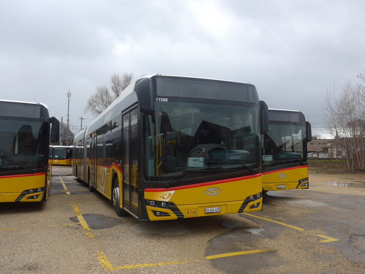 (224'198) - CarPostal Ouest - VD 604'405 - Solaris am 14. M�rz 2021 in Yverdon, Garage