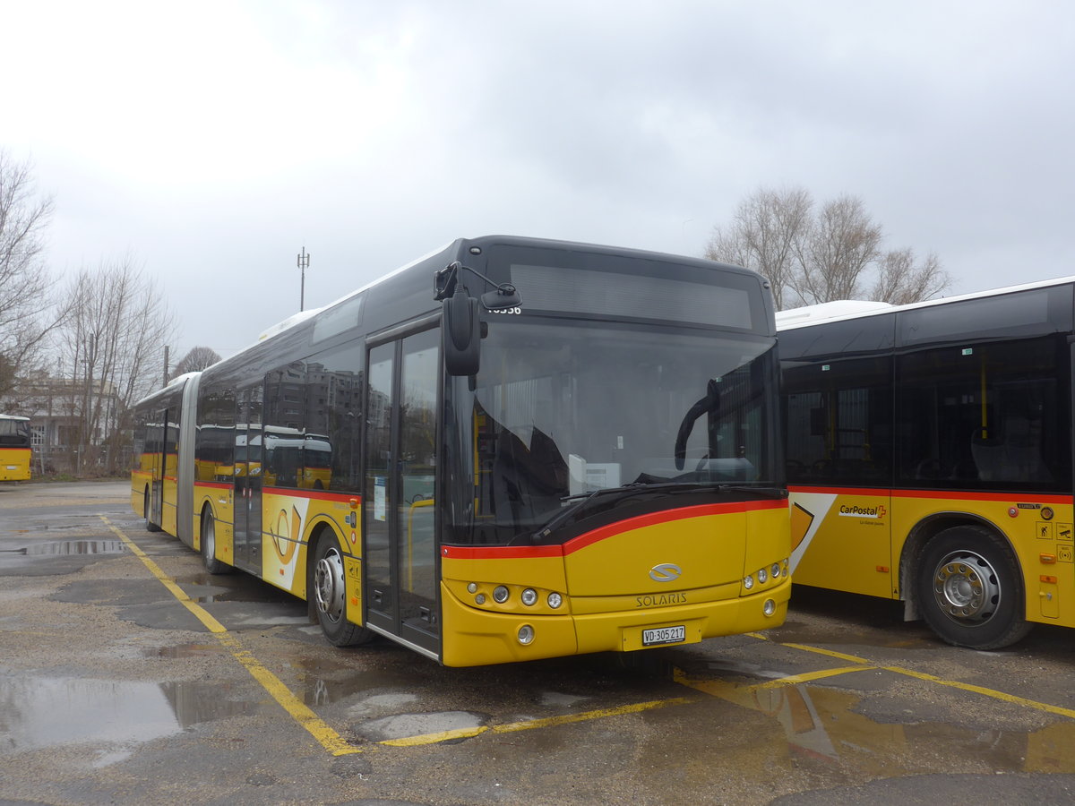 (224'204) - CarPostal Ouest - VD 305'217 - Solaris am 14. M�rz 2021 in Yverdon, Garage