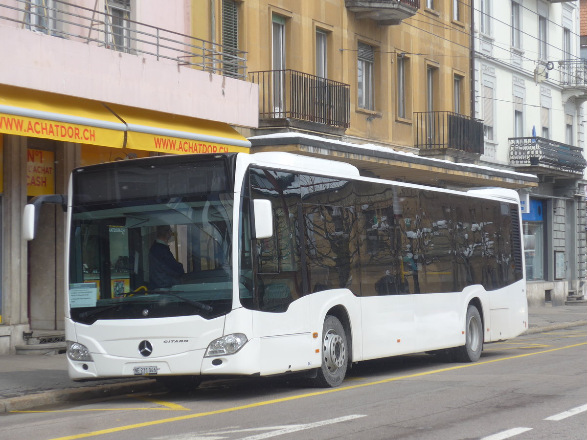 (224'274) - Interbus, Yverdon - Nr. 46/NE 231'046 - Mercedes (ex Oesterreich) am 20. M�rz 2021 beim Bahnhof La Chaux-de-Fonds (Einsatz CarPostal)