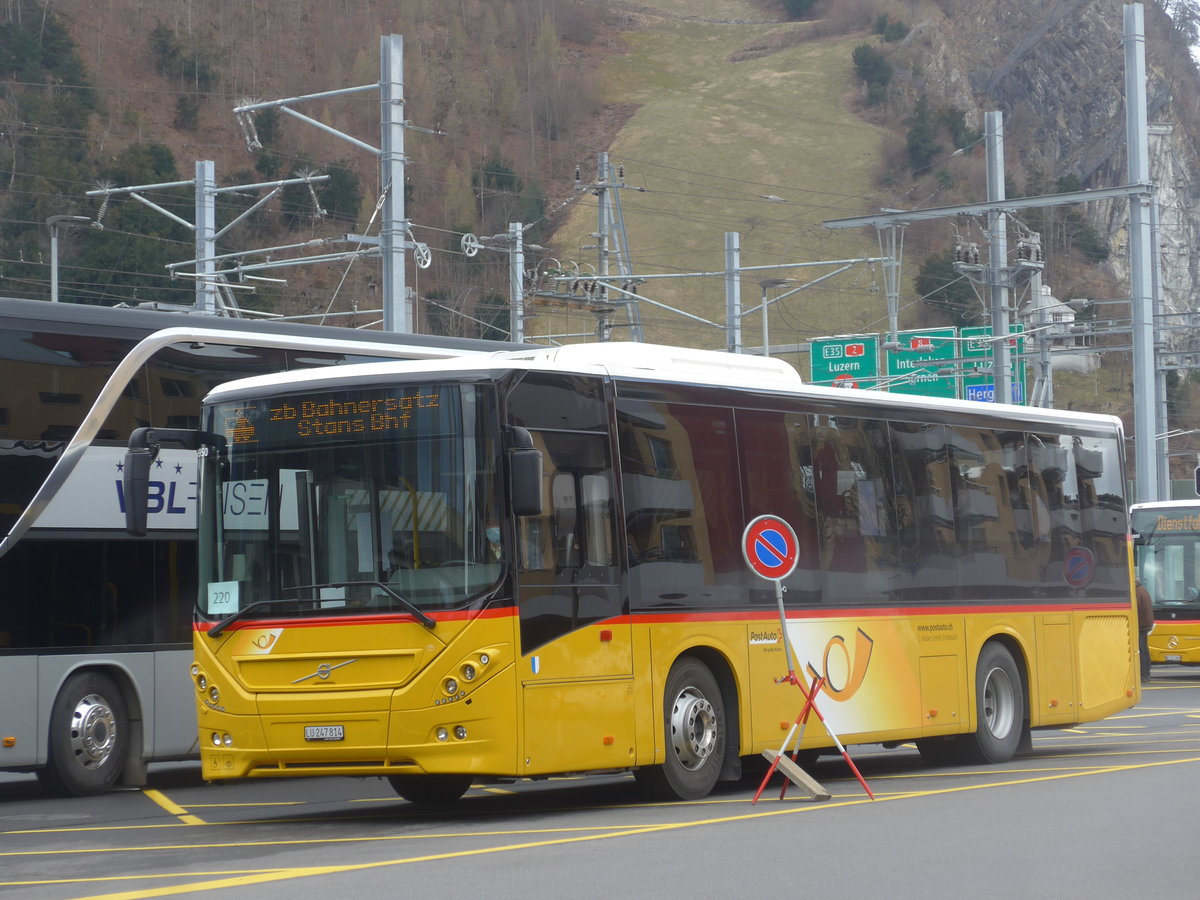 (224'394) - Huber, Entlebuch - LU 247'814 - Volvo am 27. M�rz 2021 beim Bahnhof Stansstad