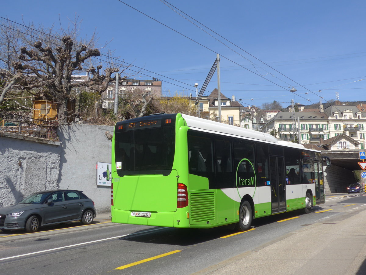 (224'592) - transN, La Chaux-de-Fonds - Nr. 331/NE 28'231 - Mercedes (ex TRN La Chaux-de-Fonds Nr. 331) am 29. M�rz 2021 in Neuch�tel, Avenue de la Gare