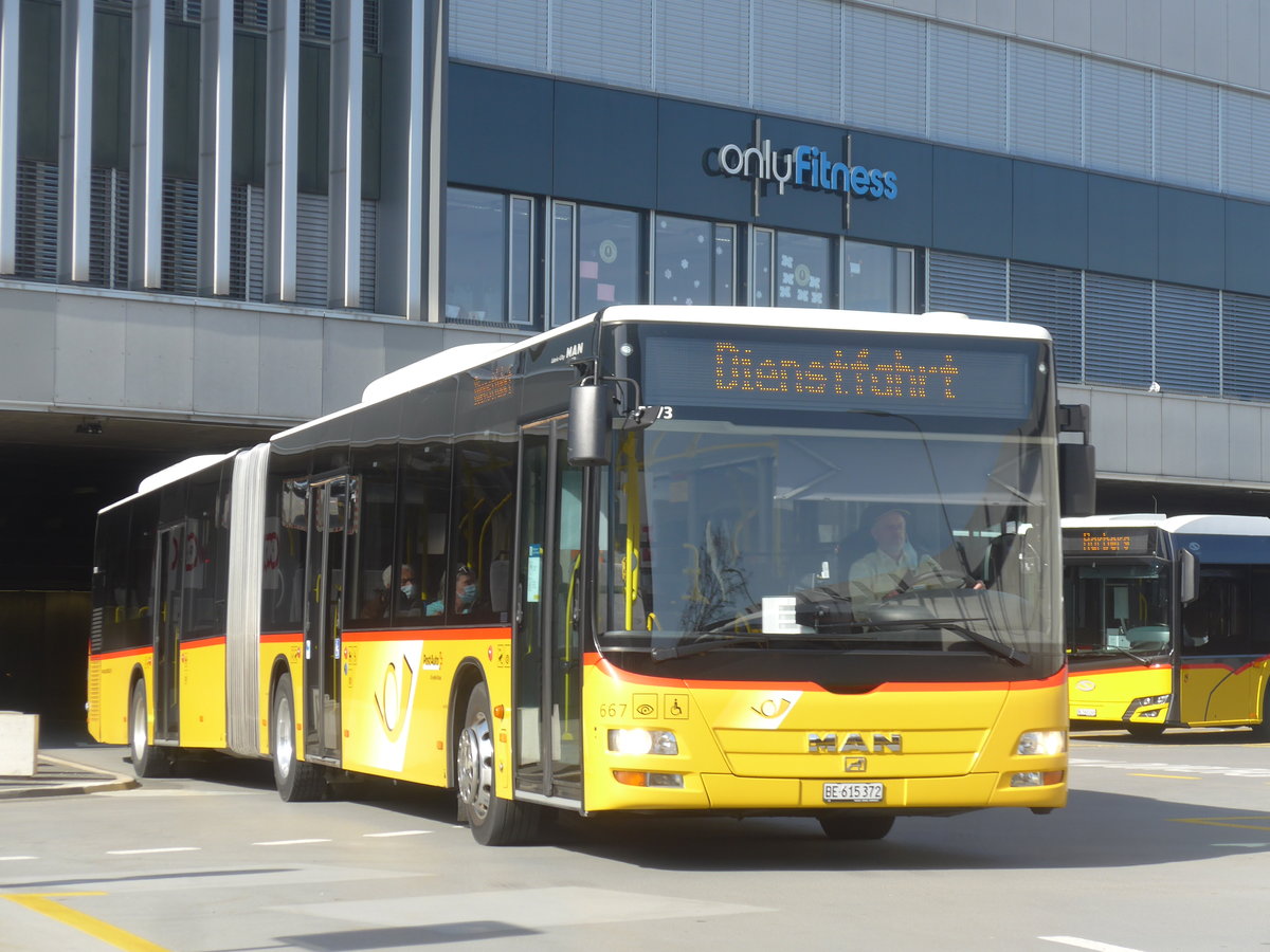 (224'627) - PostAuto Bern - Nr. 667/BE 615'372 - MAN am 29. M�rz 2021 in Bern, Postautostation