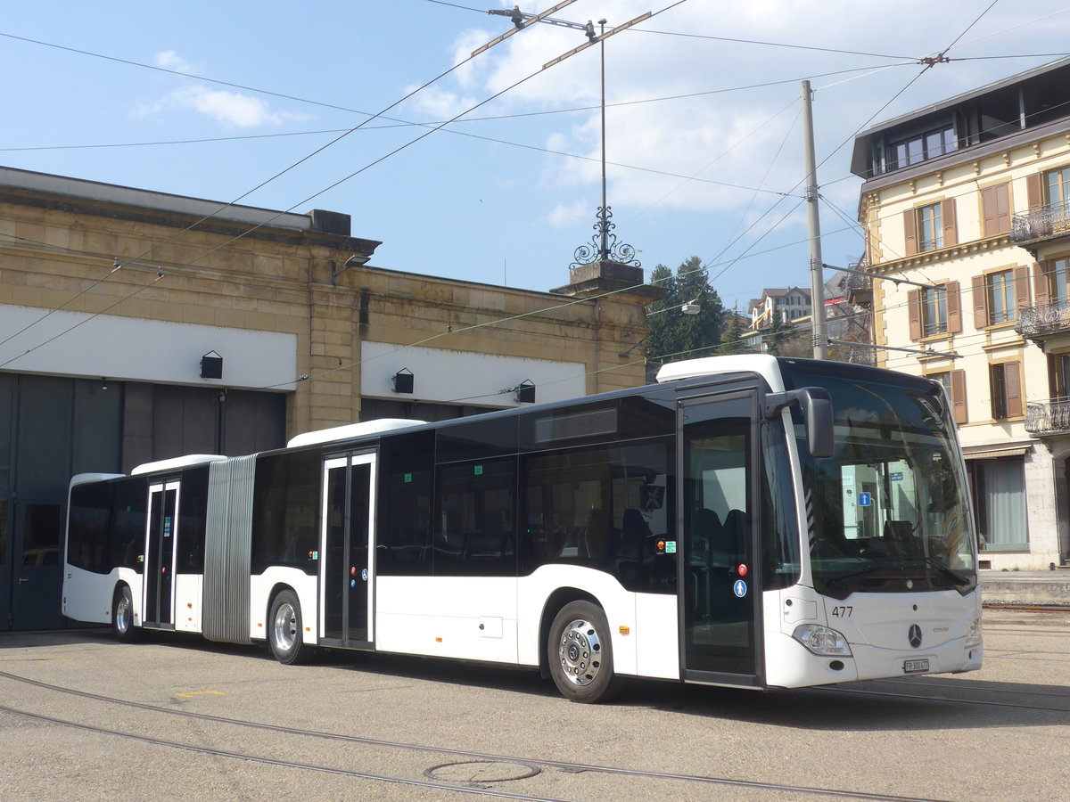 (224'724) - Intertours, Domdidier - Nr. 477/FR 300'477 - Mercedes (ex Nr. 202) am 2. April 2021 in Neuch�tel, D�p�t transN