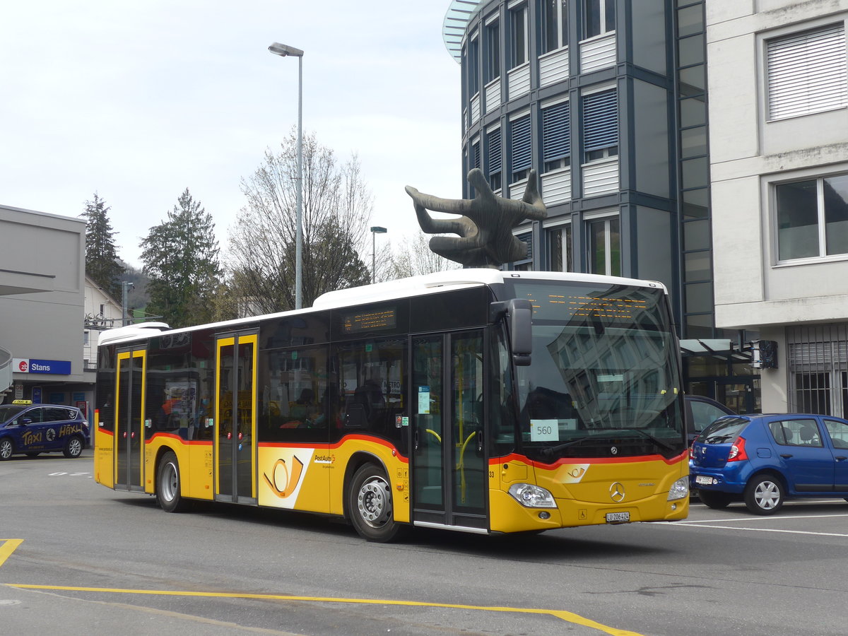 (224'839) - H�fliger, Sursee - Nr. 33/LU 206'424 - Mercedes am 5. April 2021 beim Bahnhof Stans