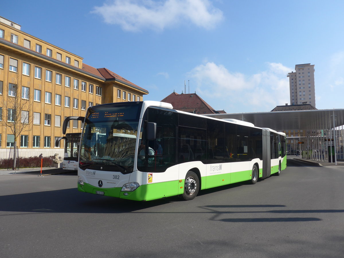 (225'026) - transN, La Chaux-de-Fonds - Nr. 382/NE 146'382 - Mercedes am 17. April 2021 beim Bahnhof La Chaux-de-Fonds