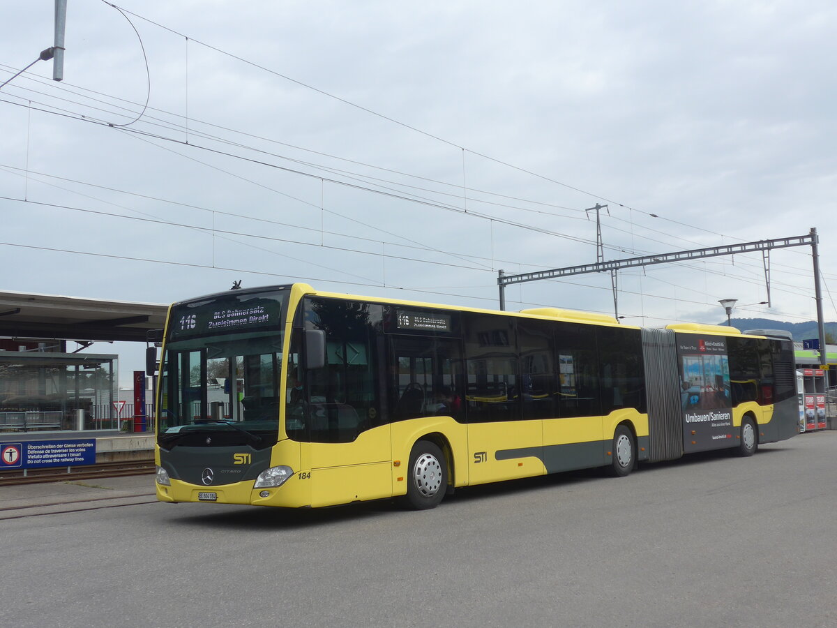 (225'355) - STI Thun - Nr. 184/BE 804'184 - Mercedes am 30. April 2021 beim Bahnhof Wimmis