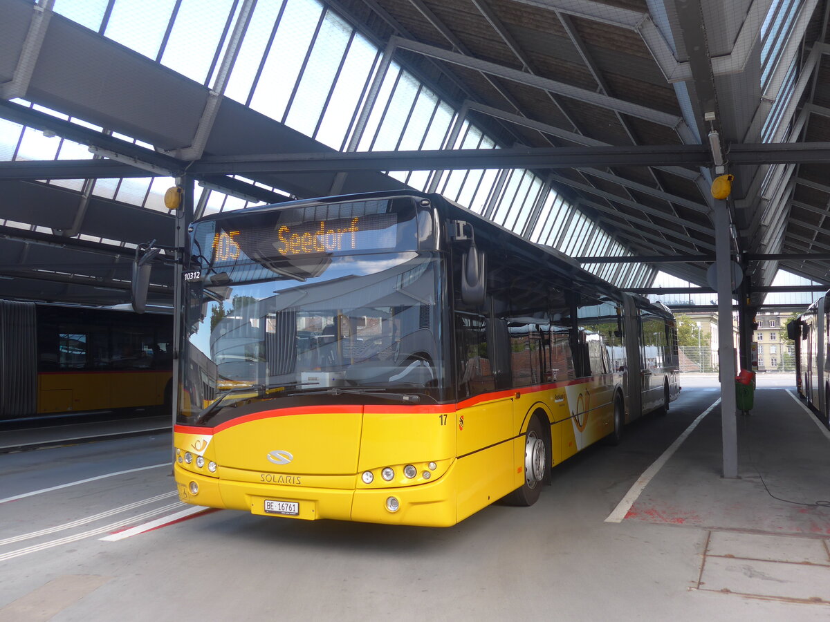 (227'900) - Steiner, Ortschwaben - Nr. 17/BE 16'761 - Solaris (ex PostAuto Bern Nr. 682) am 5. September 2021 in Bern, Postautostation