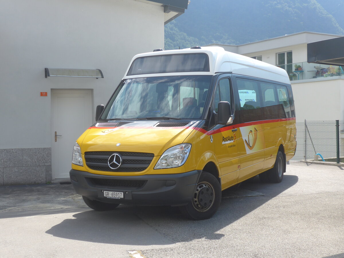 (227'955) - PostAuto Graub�nden - GR 65'917 - Mercedes (ex PostAuto Ostschweiz; ex Postautobetriebe Unteres Toggenburg, L�tisburg) am 11. September 2021 in Grono, Garage TpM