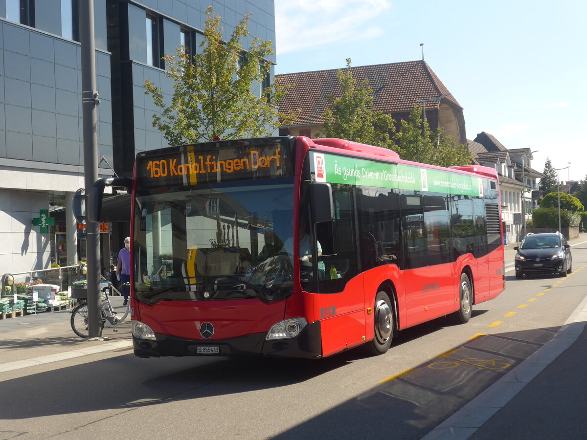 (228'126) - Bernmobil, Bern - Nr. 443/BE 855'443 - Mercedes am 18. September 2021 beim Bahnhof Mnsingen