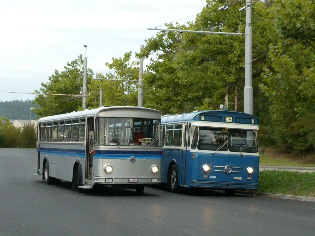 (228'439) - Borer, Neuhausen - SH 19'684 - Saurer/T�scher (ex Sch�ttler, D-K�ln; ex Braun, D-M�nster; ex Schmid, Hemishofen; ex Br�tsch, B�ttenhard; ex ASS Schleitheim Nr. 8) am 26. September 2021 in Schaffhausen, Busdepot VBSH