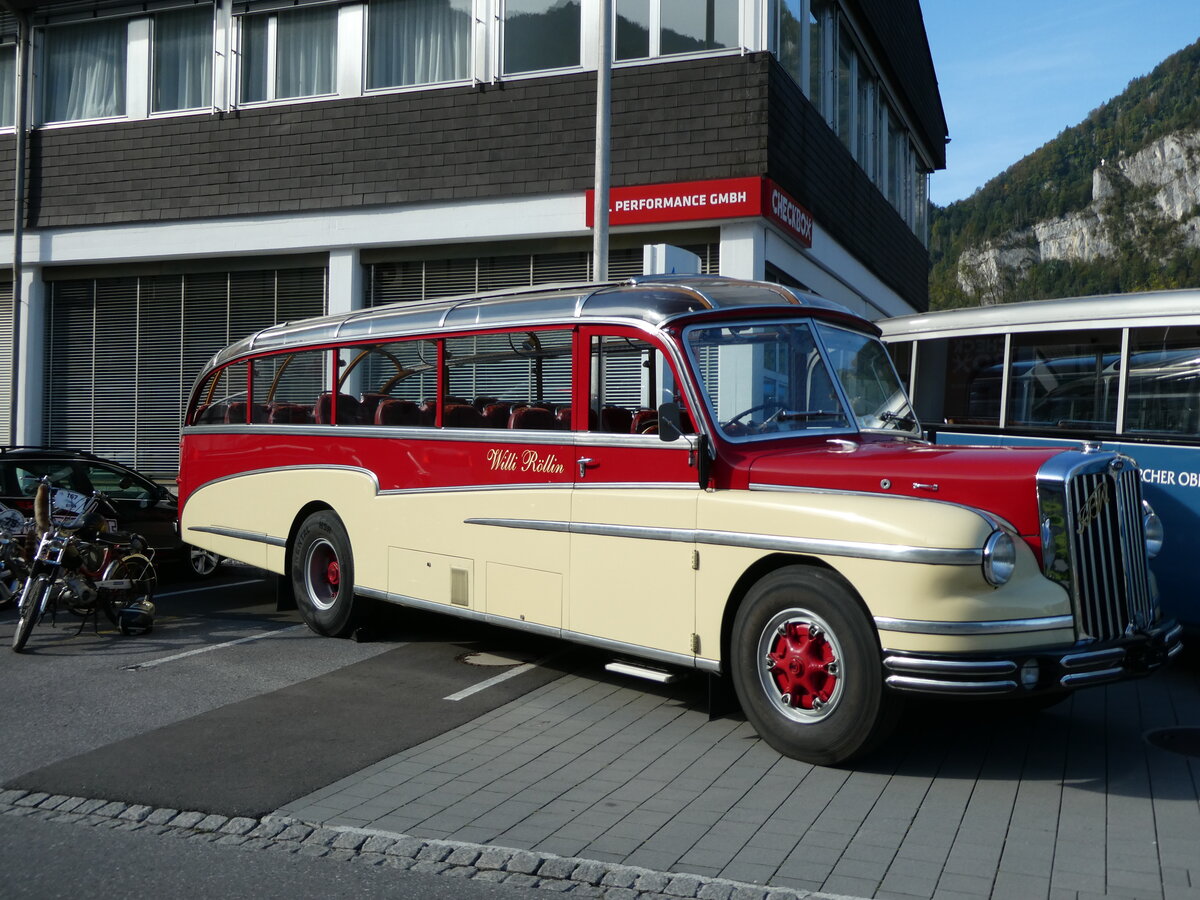 (228'518) - R�llin, Hirzel - FBW/FHS (ex Fl�ckiger, Rickenbach; ex Rieben, Aesch; ex Pfister, Th�rnen) am 2. Oktober 2021 in N�fels, FBW-Museum