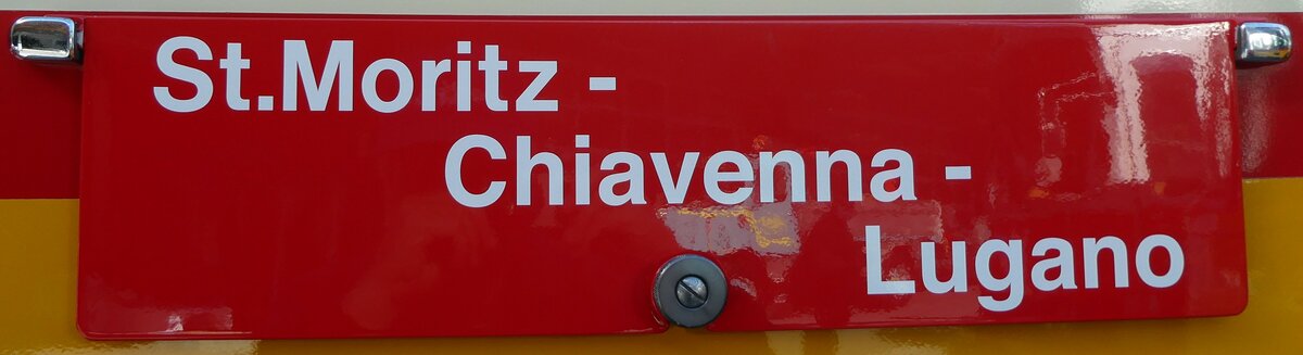 (228'538) - Routentafel - St. Moritz-Chiavenna-Lugano - am 2. Oktober 2021 in N�fels, FBW-Museum