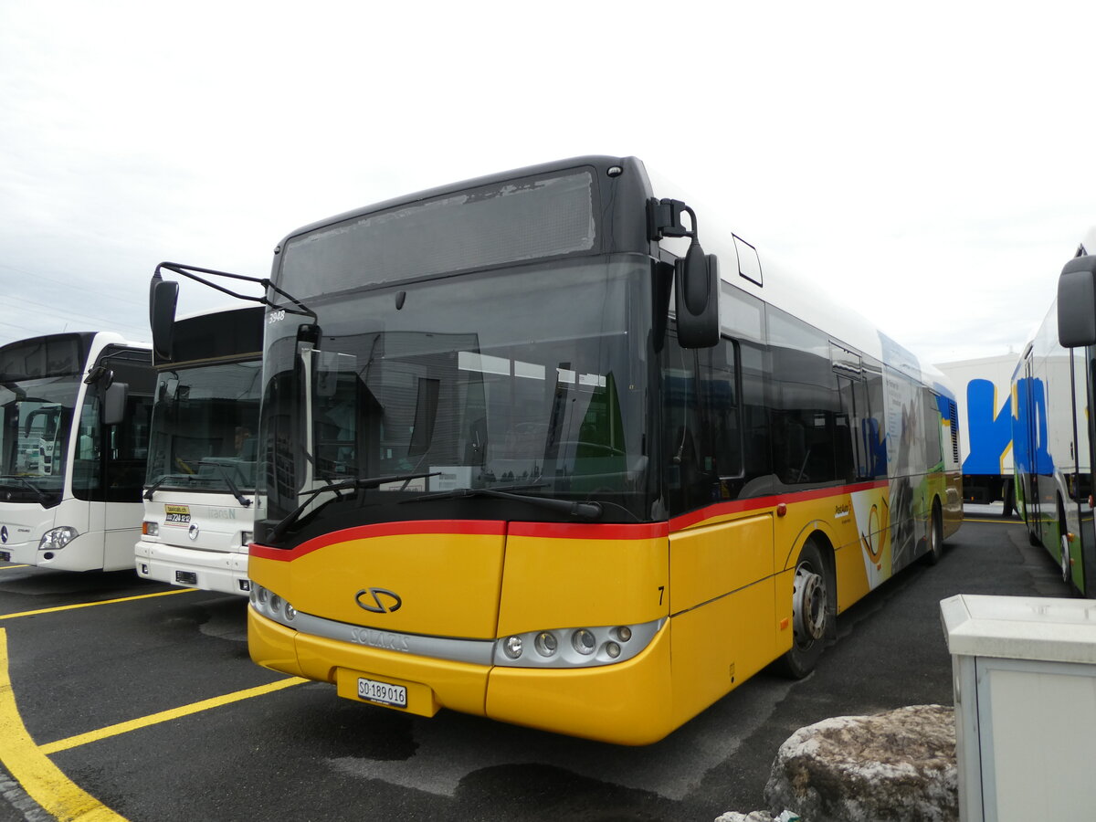 (228'701) - PostAuto Nordschweiz - Nr. 7/SO 189'016 - Solaris (ex PostAuto Bern Nr. 7; ex Klopfstein, Laupen Nr. 7) am 3. Oktober 2021 in Kerzers, Interbus