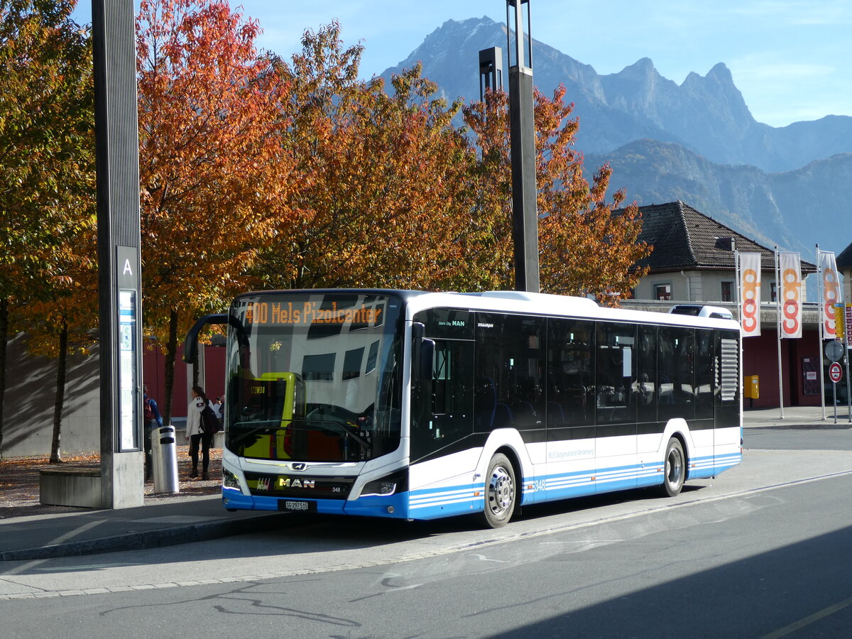 (229'482) - BSW Sargans - Nr. 348/SG 297'515 - MAN am 20. Oktober 2021 beim Bahnhof Sargans