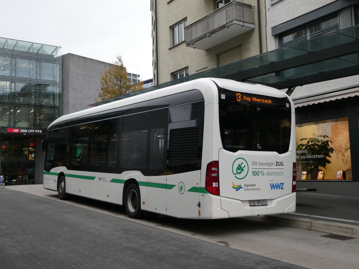 (229'583) - ZVB Zug - Nr. 141/ZG 88'141 - Mercedes am 22. Oktober 2021 beim Bahnhof Zug