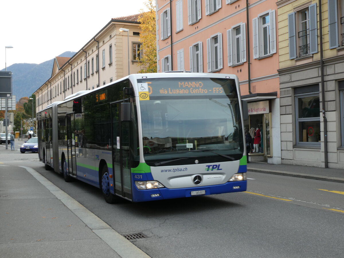 (230'371) - TPL Lugano - Nr. 431/TI 165'831 - Mercedes am 10. November 2021 in Lugano, Centro