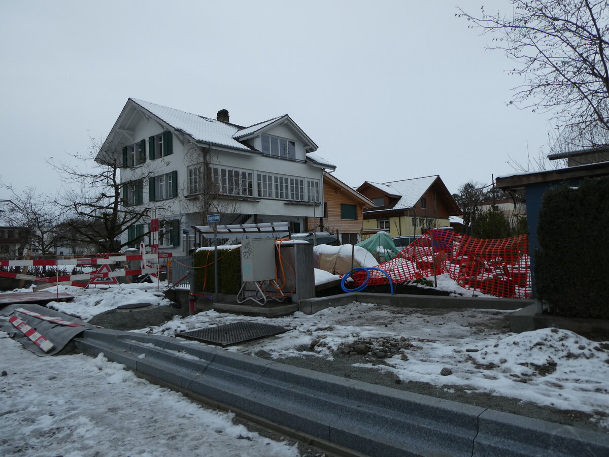 (231'084) - STI-Haltestelle am 11. Dezember 2021 in Thun-Lerchenfeld, Forstweg (whrend dem Umbau)