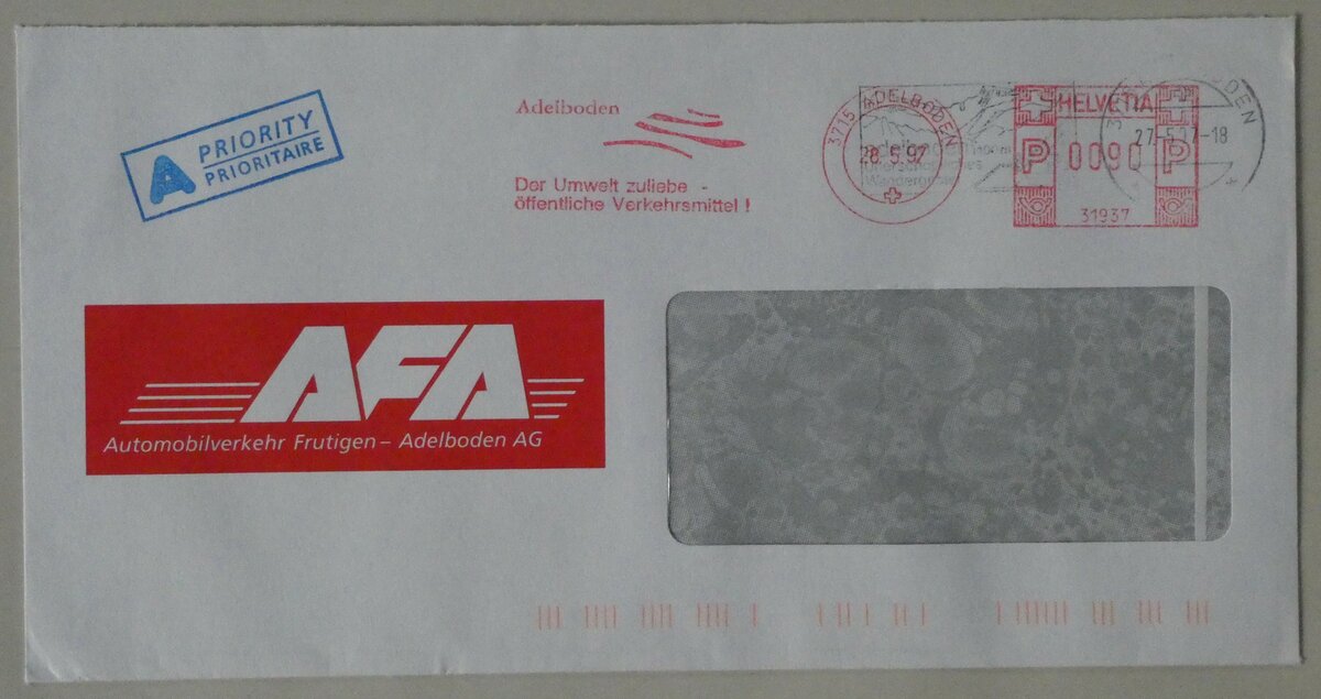 (231'221) - AFA-Briefumschlag vom 27. + 28. Mai 1997 am 13. Dezember 2021 in Thun