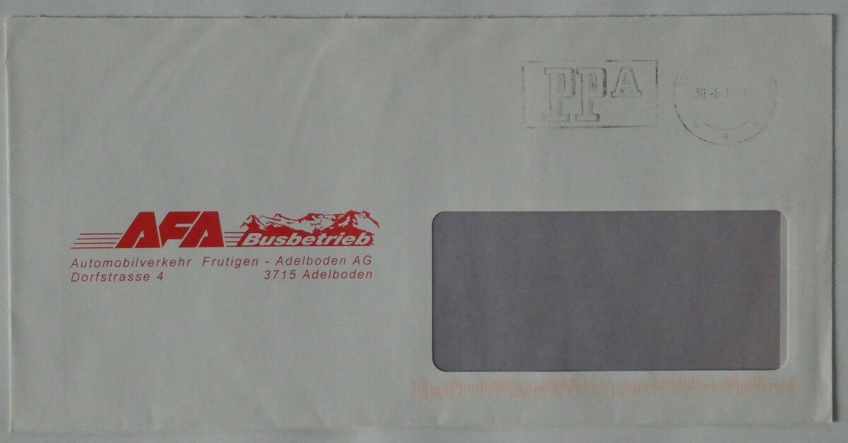 (231'225) - AFA-Briefumschlag vom 30. Juni 2012 am 13. Dezember 2021 in Thun