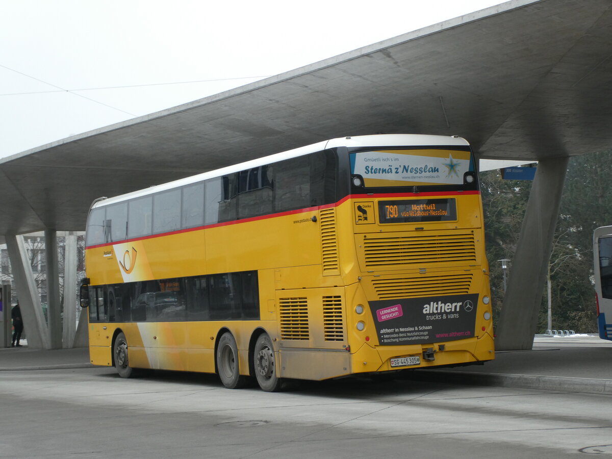 (231'348) - PostAuto Ostschweiz - SG 445'305 - Alexander Dennis (ex AR 45'267) am 15. Dezember 2021 beim Bahnhof Buchs