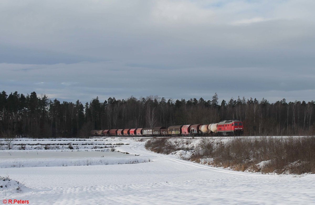 232 254 mit dem EZ 51716 Nürnberg - Senftenberg kurz vor Wiesau. 22.01.21