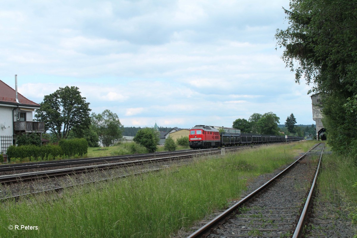 232 359-0 durchfährt Pechbrunn mit dem GA 49967 Gefco Leerautozug NNR - XTCH. 16.06.15