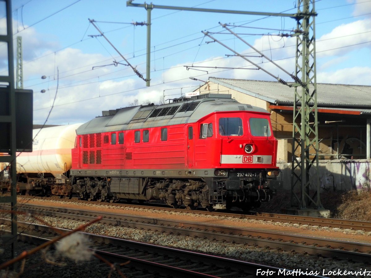 232 472 mit einem G�terzug in Delitzsch am 28.2.17