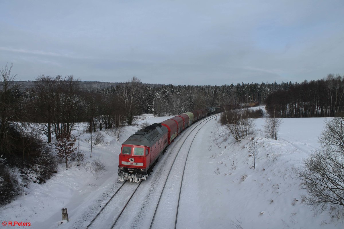 232 569 mit dem umgeleiteten EZ 51712 Halle - Nürnberg bei Oberteich. 27.01.21