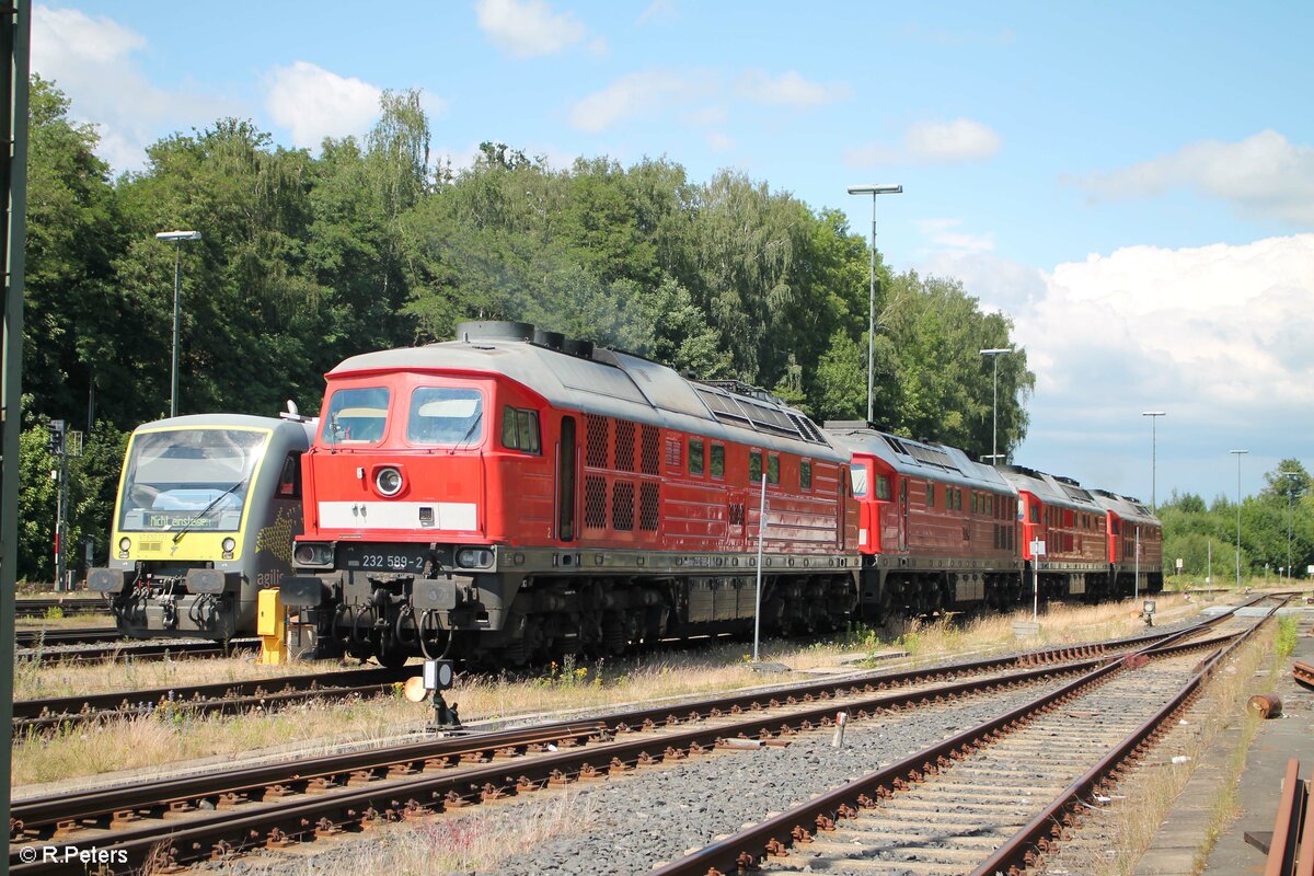 232 589 mit 233 321, 233 314 und 232 472 abgestellt in Marktredwitz. 25.06.22