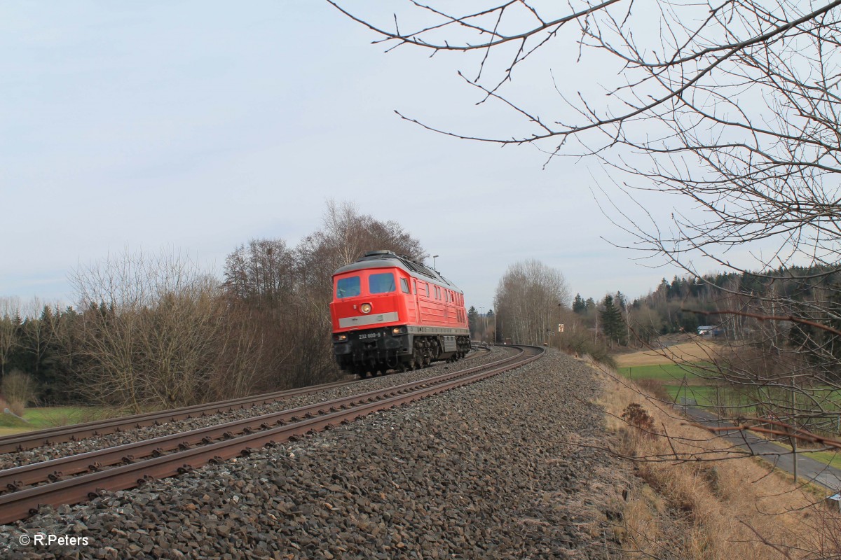 232 609-8 Lz auf dem Weg nach Hof kurz hinter Pechbrunn. 06.02.16