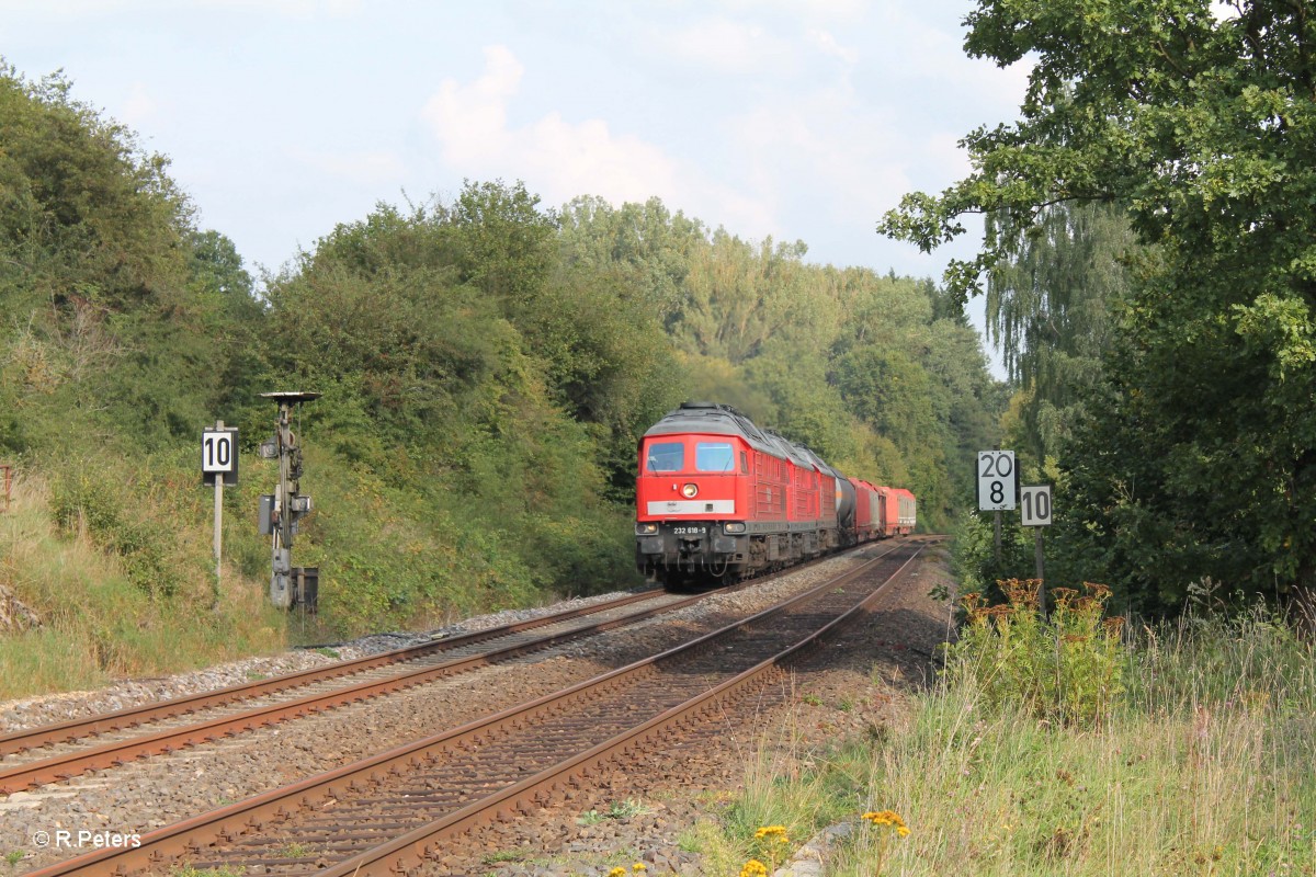 232 618 + 232/233 + 232 252 und den Frankenwald Umleiter 51750 kurz vor Reuth bei Erbendorf. 05.09.14