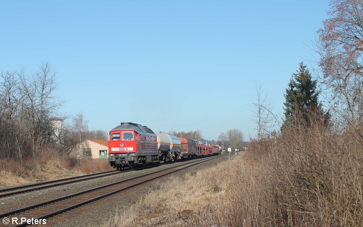 232 703 mit dem EZ 45368 XTCH - NNR bei Waldershof. 16.02.19