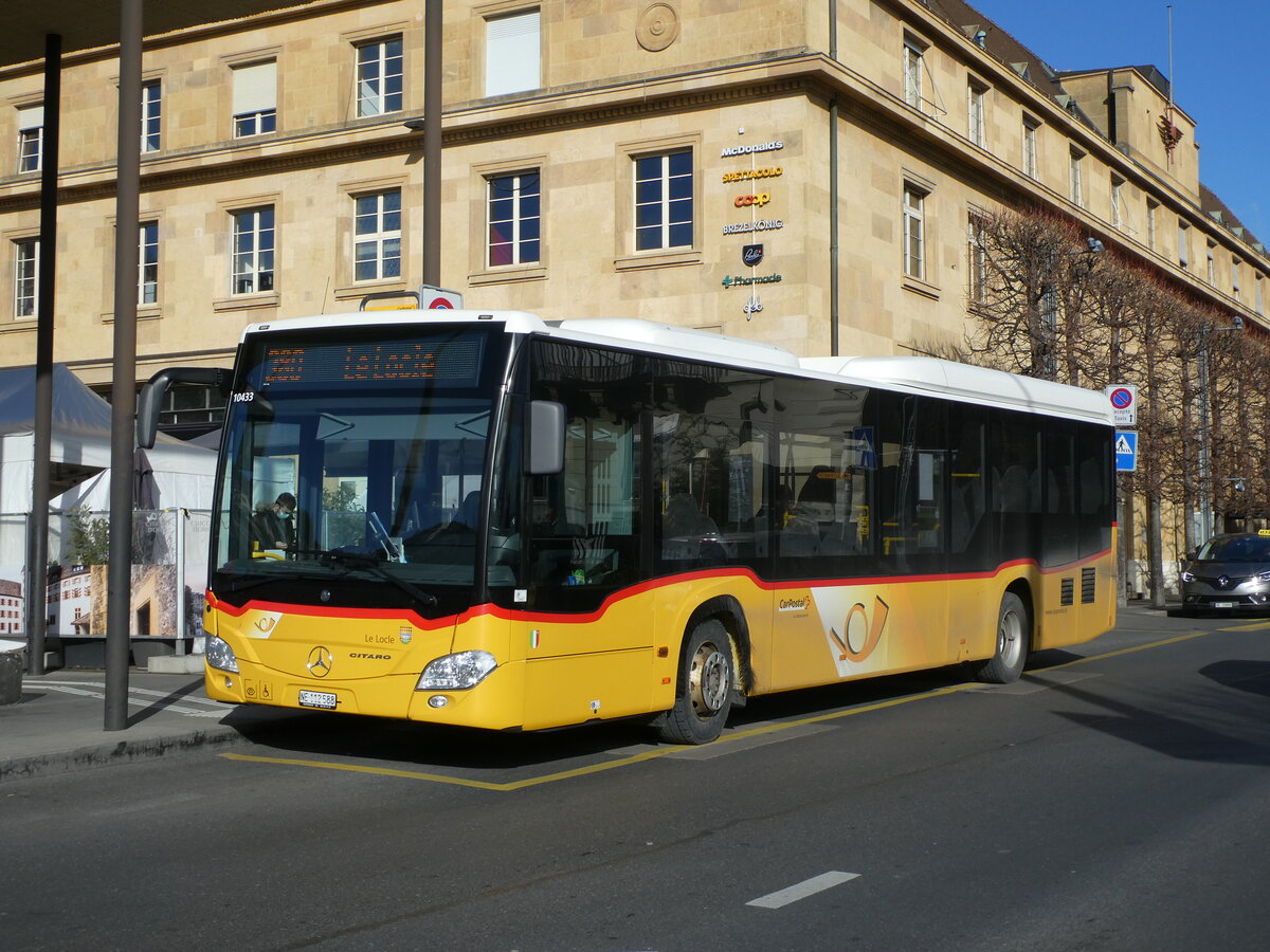 (232'545) - CarPostal Ouest - NE 112'588 - Mercedes am 30. Januar 2022 beim Bahnhof Neuch�tel