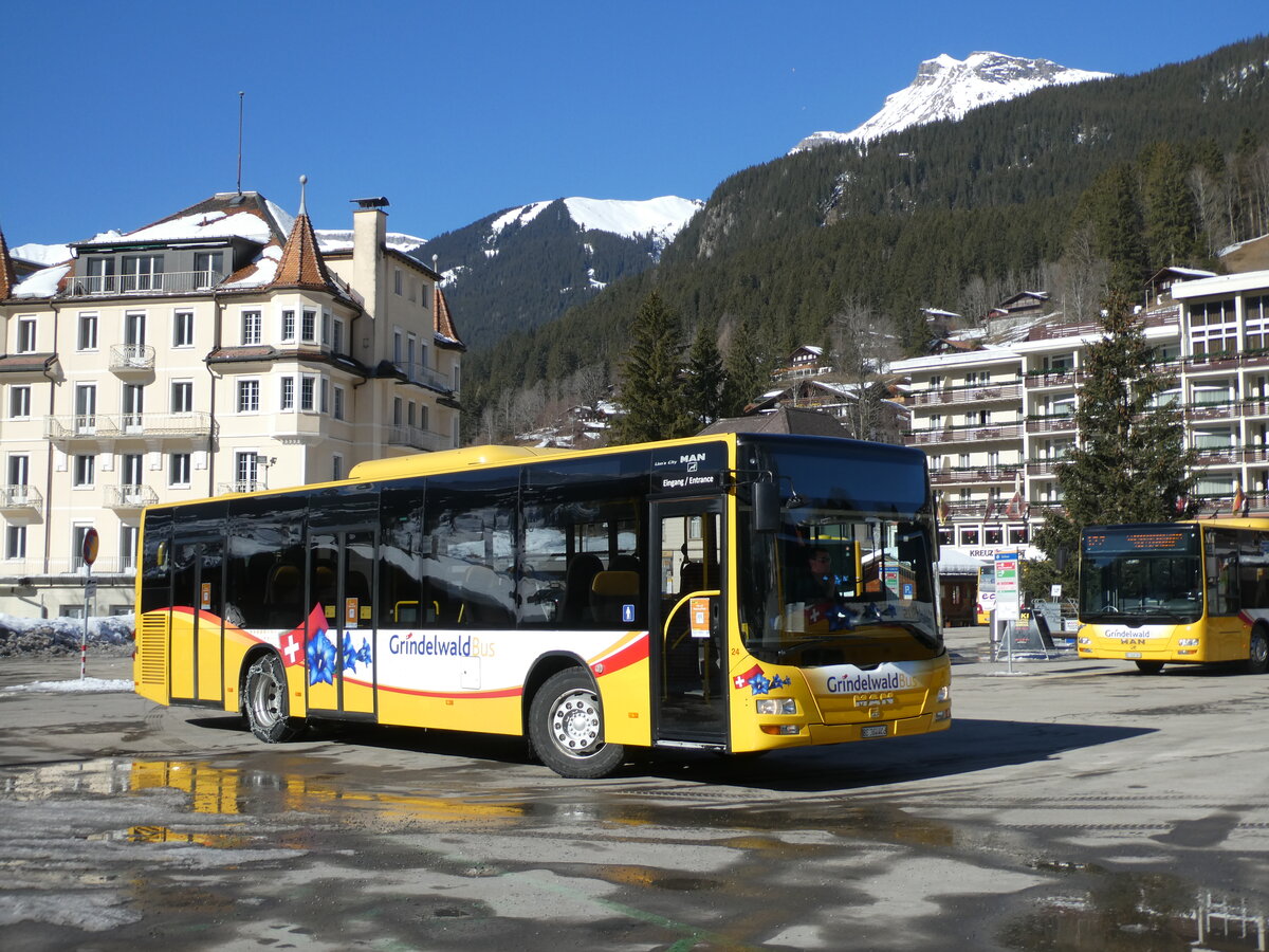 (232'840) - Grindelwaldbus, Grindelwald - Nr. 24/BE 364'408 - MAN/Gppel am 13. Februar 2022 beim Bahnhof Grindelwald
