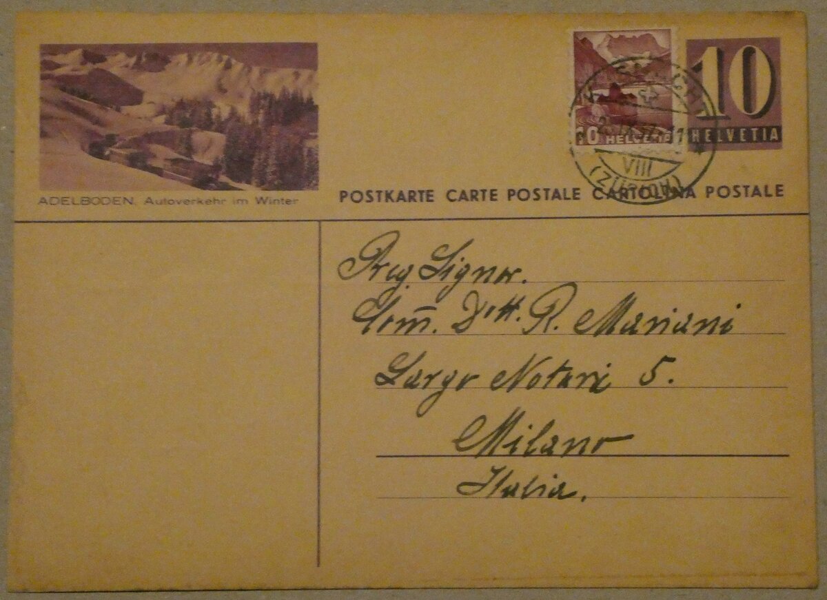(232'984) - PTT-Postkarte � 10 Rappen - Adelboden. Autoverkehr im Winter - am 19. Februar 2022 in Thun