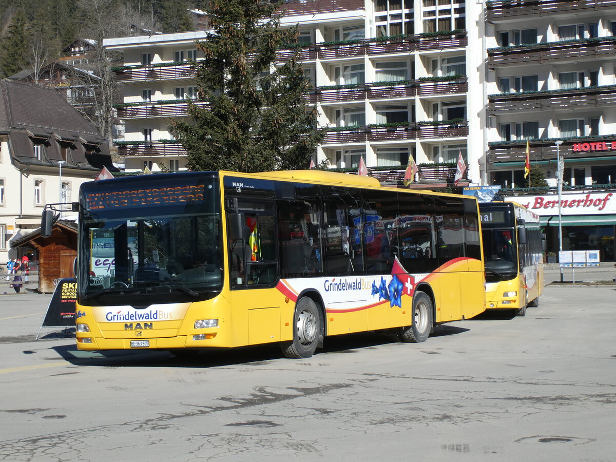 (233'255) - Grindelwaldbus, Grindelwald - Nr. 19/BE 363'305 - MAN/G�ppel am 27. Februar 2022 beim Bahnhof Grindelwald