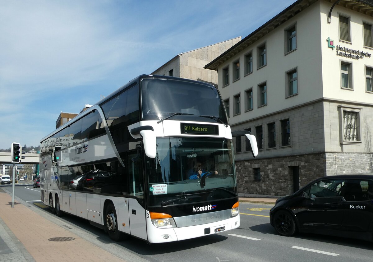 (233'541) - Matt, Mauren - Nr. 3/FL 6113 - Setra (ex Albus, D-Mnchen Nr. M8063) am 8. Mrz 2022 in Vaduz, Post