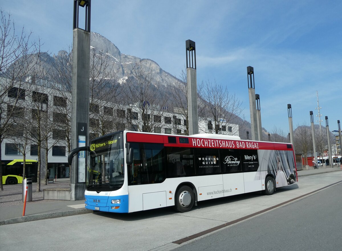 (233'555) - BSW Sargans - Nr. 340/SG 297'513 - MAN am 8. Mrz 2022 beim Bahnhof Sargans