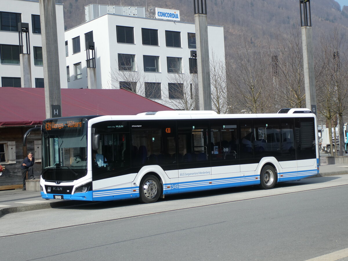 (233'557) - BSW Sargans - Nr. 349/SG 297'519 - MAN am 8. Mrz 2022 beim Bahnhof Sargans