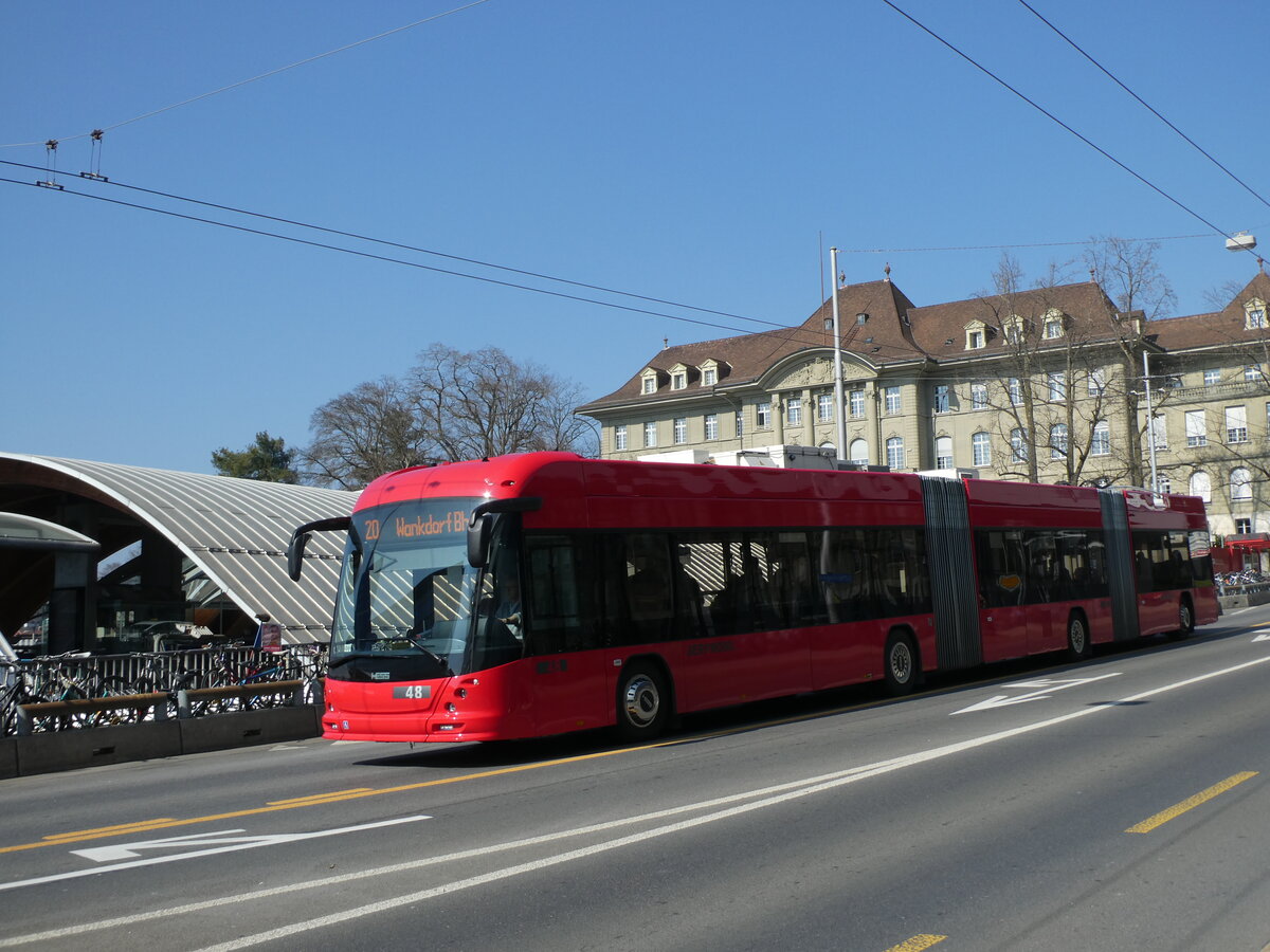(233'590) - Bernmobil, Bern - Nr. 48 - Hess/Hess Doppelgelenktrolleybus am 9. M�rz 2022 in Bern, Schanzenstrasse
