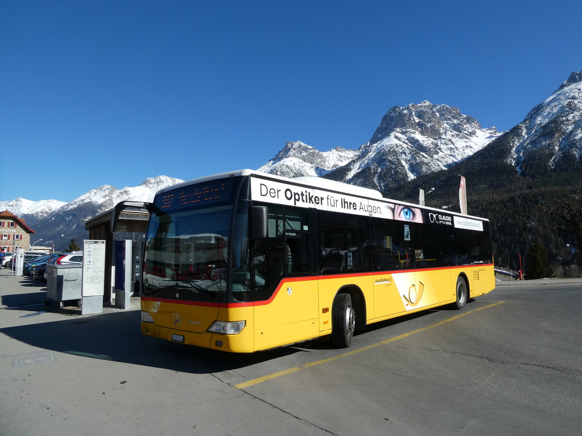 (233'689) - PostAuto Graub�nden - 159'234 - Mercedes am 10. M�rz 2022 beim Bahnhof Scuol-Tarasp