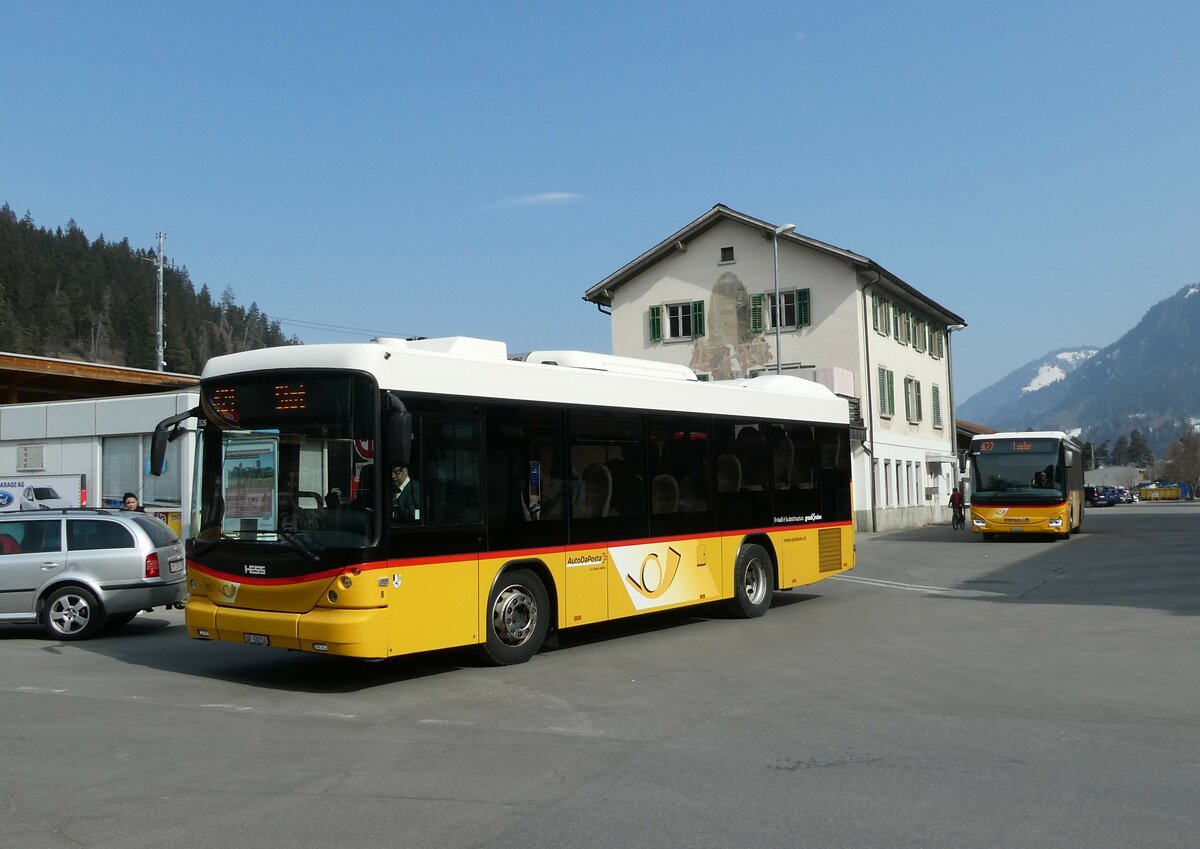 (233'792) - PostAuto Graub�nden - Nr. 8/GR 50'214 - Scania/Hess (ex Fontana, Ilanz Nr. 8) am 11. M�rz 2022 beim Bahnhof Ilanz