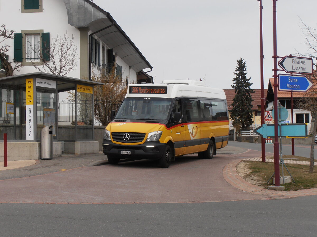(233'926) - CarPostal Ouest - VD 477'678 - Mercedes (ex Faucherre, Moudon) am 13. M�rz 2022 in M�zi�res, Village