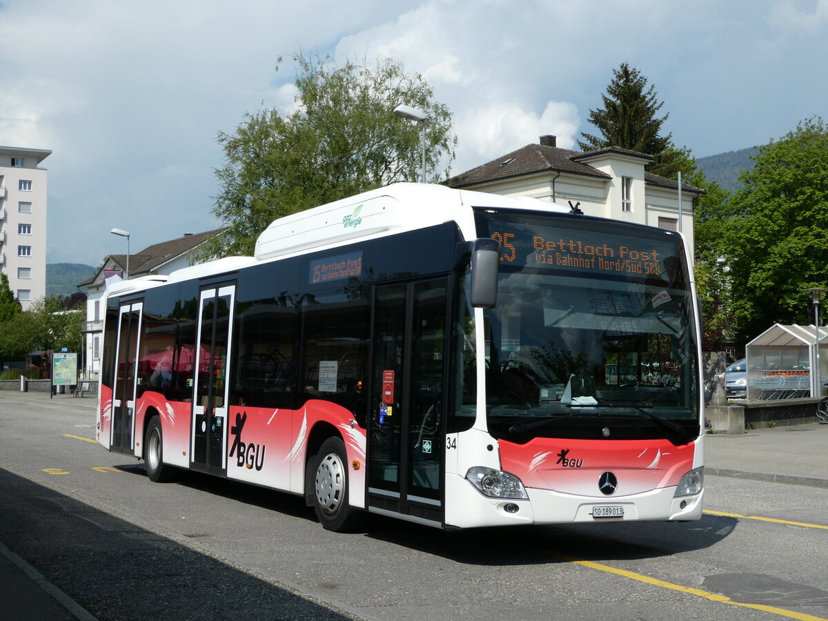 (235'128) - BGU Grenchen - Nr. 34/SO 189'013 - Mercedes am 4. Mai 2022 beim Bahnhof Grenchen Sd