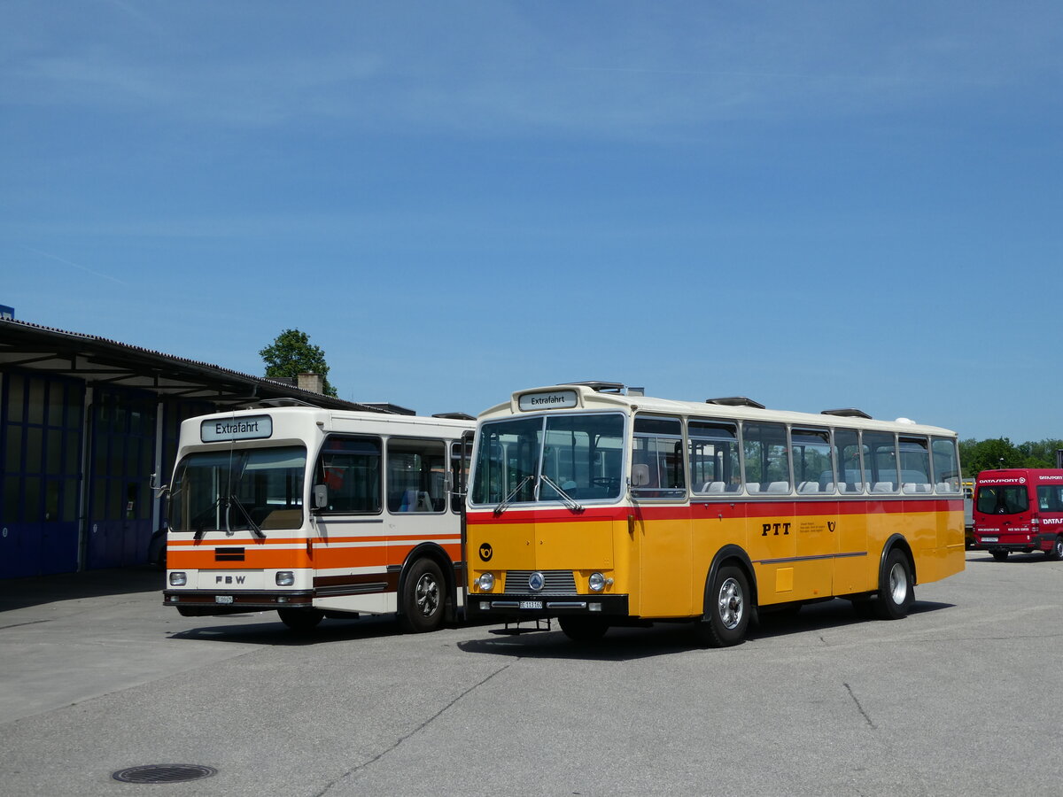 (235'666) - Gast, Reutigen - BE 113'160 - Saurer/Tscher (ex HPTrans, Thusis; ex Mauerhofer, Worb; ex Erni, Schupfart Nr. 3; ex P 24'636) am 15. Mai 2022 in Lyssach, Lorenz