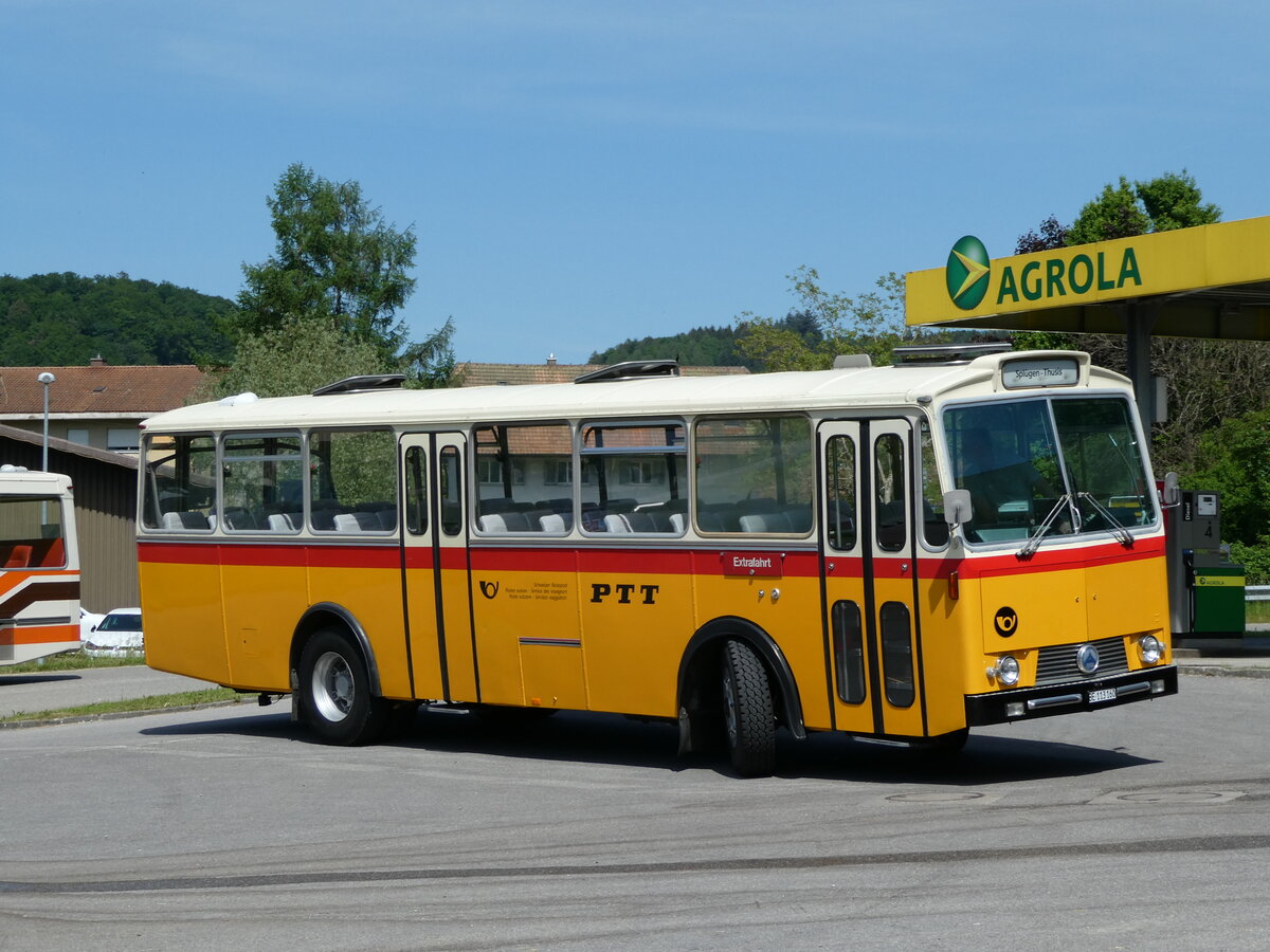 (235'705) - Gast, Reutigen - BE 113'160 - Saurer/Tscher (ex HPTrans, Thusis; ex Mauerhofer, Worb; ex Erni, Schupfart Nr. 3; ex P 24'636) am 15. Mai 2022 in Wynigen, Landi