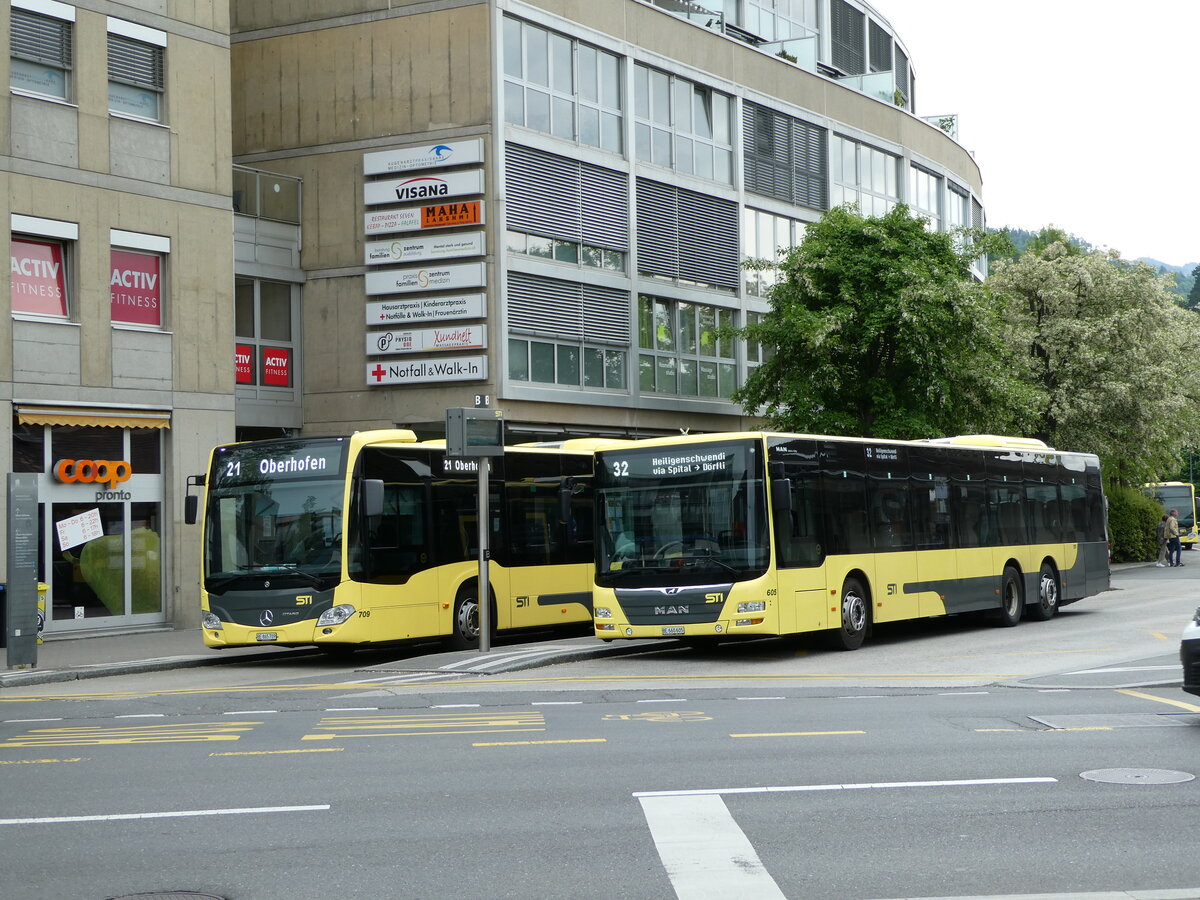 (235'741) - STI Thun - Nr. 605/BE 660'605 - MAN am 16. Mai 2022 beim Bahnhof Thun